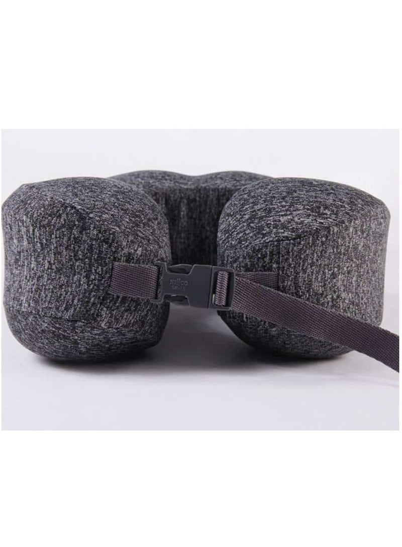 MNUK MNP-1 Premium Neck Pillow for Traveling, Dark Grey |Memory Cotton U-Shaped Travel Pillow with Magnetic Cloth for Ultimate Comfort|Ideal for Car, Flight & Office Naps  - Image 2