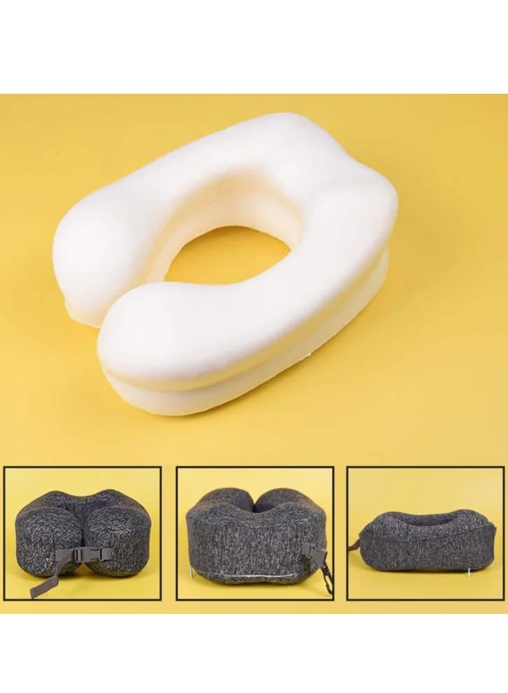 MNUK MNP-1 Premium Neck Pillow for Traveling, Dark Grey |Memory Cotton U-Shaped Travel Pillow with Magnetic Cloth for Ultimate Comfort|Ideal for Car, Flight & Office Naps