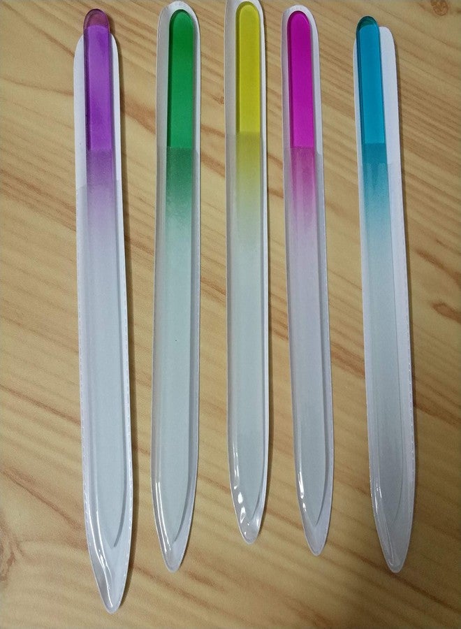 Shuiniba طقم ملفات أظافر زجاجية كريستالية فاخرة، ملفات بيديكير مزدوجة الجوانب احترافية - أفضل ملفات أظافر زجاجية للأظافر الطبيعية - ألوان مختلطة - 5 قطع - Image 4