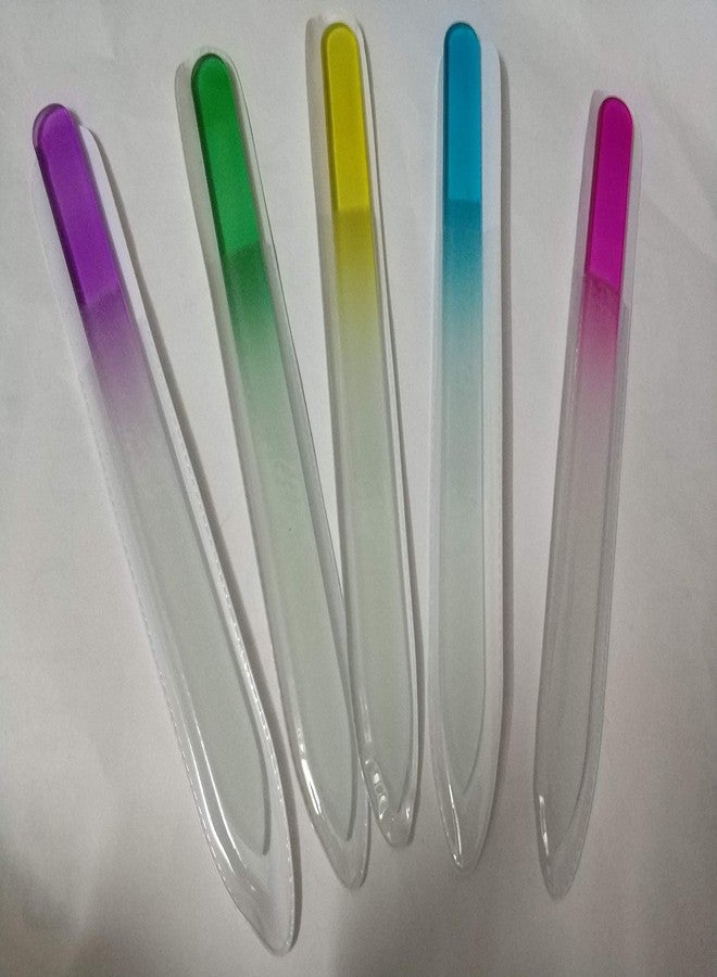Shuiniba طقم ملفات أظافر زجاجية كريستالية فاخرة، ملفات بيديكير مزدوجة الجوانب احترافية - أفضل ملفات أظافر زجاجية للأظافر الطبيعية - ألوان مختلطة - 5 قطع - Image 3