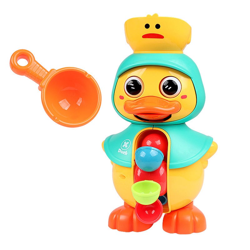 MengMeng Duck Rotating Water Truck Baby Bathing Toy Yellow Duck Baby Children's Water Spray Big Duck Boys and Girls(Rotating adorable duck water truck [bean green] mail order box) - Image 1