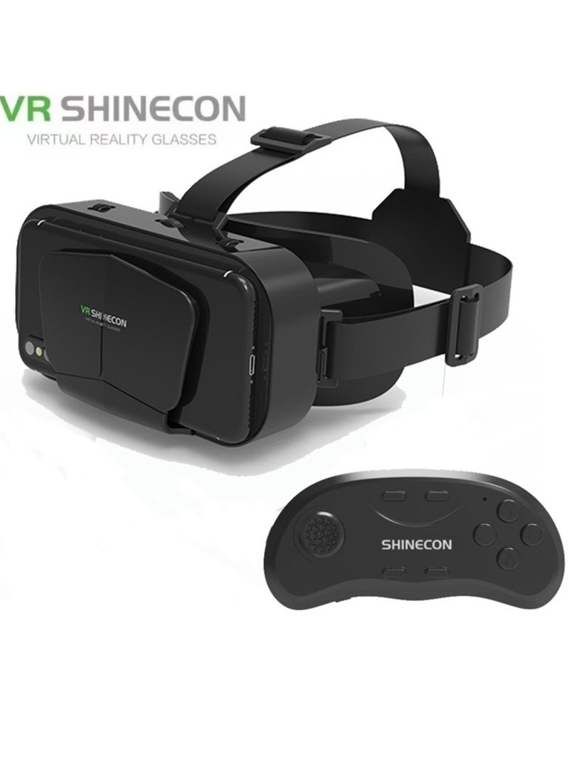 VR SHINECON Classic VR Goggles VR SHINECON G10+Controller Virtual Reality VR Headset 3D Glasses VR Goggles for TV, Movies & Video Games, Compatible with iOS & Android Smartphone within 4.7-7.2inch Screen Pupil Distance Adjusting Function IMAX Cinema/360°View/3D Games Lightweight Comfortable Material Ergonomic Design Multi-Angle Cooling Design - Image 1