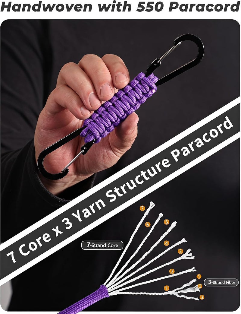 DDOUT Paracord Keychain D-Carabiner Clip,Multifunctional Braided Lanyard Strap for Keys Water Bottle Backpacks Bag Travel Hiking Essential - Image 2