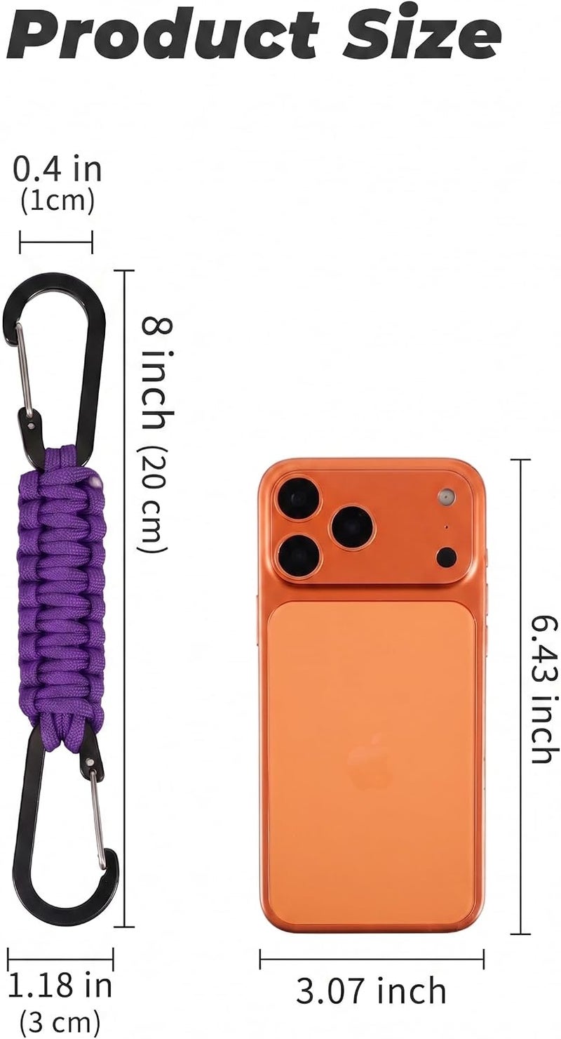 DDOUT Paracord Keychain D-Carabiner Clip,Multifunctional Braided Lanyard Strap for Keys Water Bottle Backpacks Bag Travel Hiking Essential - Image 3
