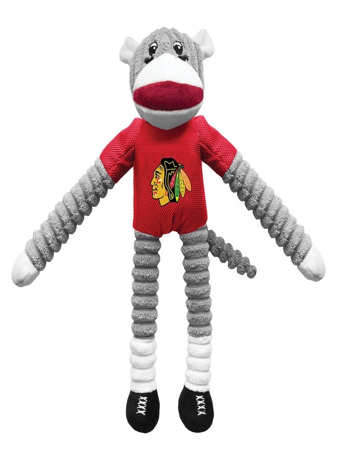 ليتل إيرث مجموعة ألعاب Littlearth NHL Chicago Blackhawks Sock Monkey و Flying Disc للحيوانات الأليفة، لون الفريق، مقاس واحد - Image 2