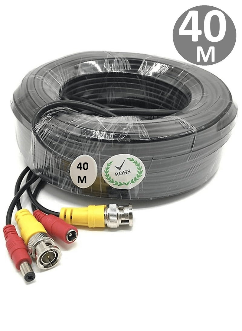 Ready made cable and power supply connection with a length of 40 meters Designed to connect surveillance cameras to the recording device and monitor effortlessly - Image 1