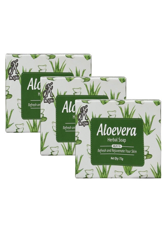 7TH AJMA Aloe Vera Handmade Soap - Herbal Soap for Refreshing & Rejuvenating Skin - Natural Hydration for Healthy, Soft Skin, 75g (Pack of 3) - Image 1