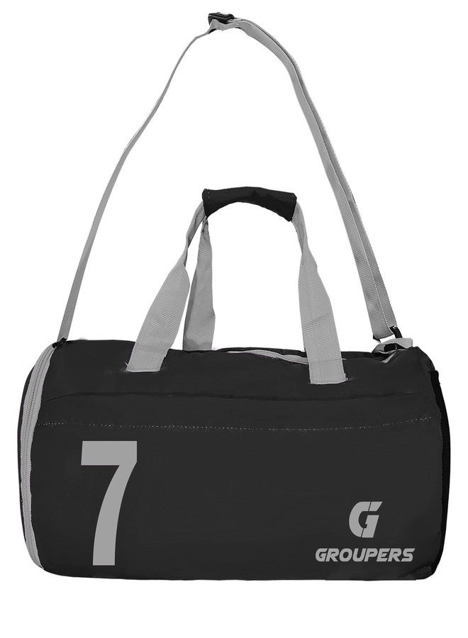 Groupers 20L Gym & Travel Duffle Bag for Men & Women, Water-Resistant, Foldable, Adjustable Strap,Multi-Purpose Sports Bag (Black, 43×25×20 cm) - Image 1