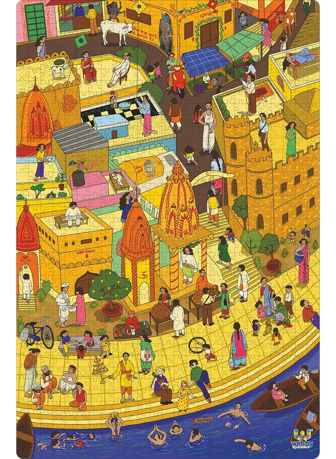 Webby Holy City Varanasi Wooden Jigsaw Puzzle, 1000 Pieces, Kid - Image 1