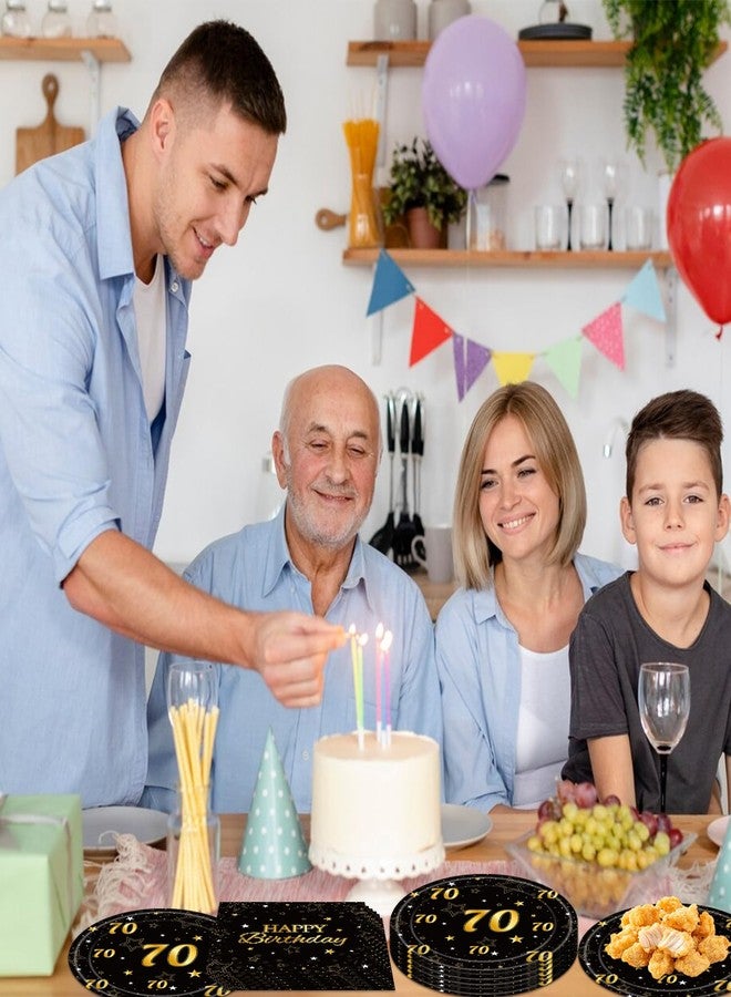 ٤٠ قطعة من زينة عيد الميلاد السبعين، أطباق ومناديل ورقية سوداء وذهبية، لوازم حفلات عيد الميلاد السبعين للنساء - Image 5