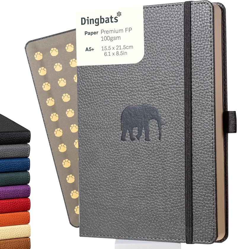 Dingbats* Notebooks دينغباتس A5+ دفتر الحياة البرية الفيل الرمادي - شبكي تصميم معلق موفر للمساحة - Image 1