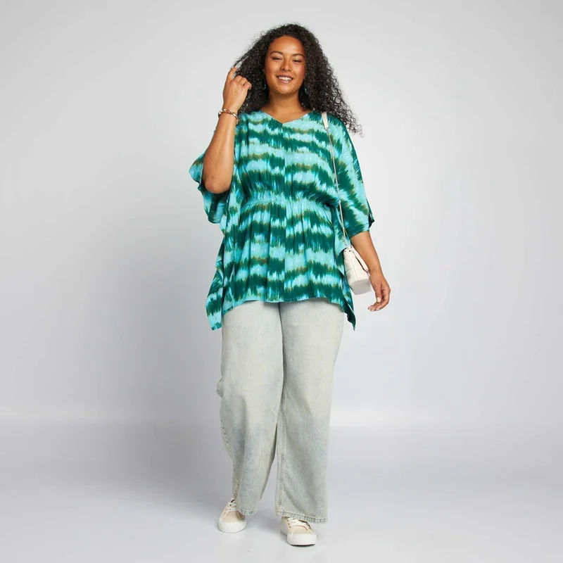 Kiabi Flowing Blouse With Butterfly Sleeves Green