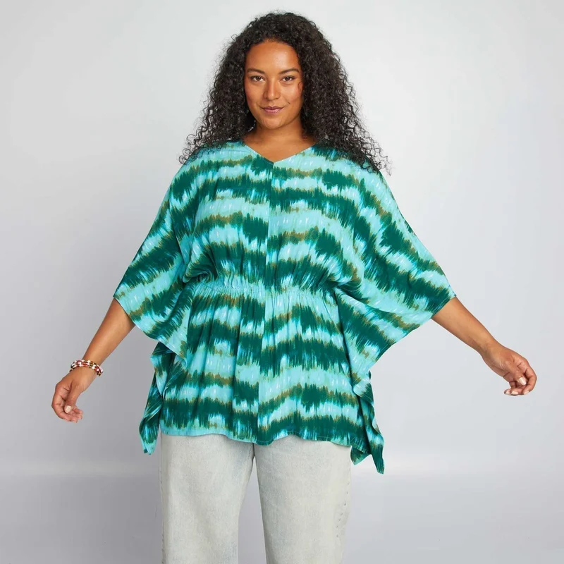 Kiabi Flowing Blouse With Butterfly Sleeves Green