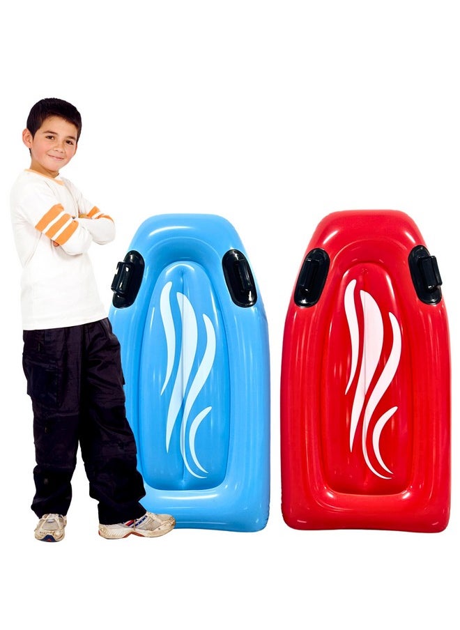 4E's Novelty 2 Pack Inflatable Boogie Boards for Beach - Inflatable Body Board with Handles for Water Slides for Kids & Adult, Blow Up Surfboard, Surf Floating Pool Float for Beach & Pool Floats by 4E's Novelty  - Image 1