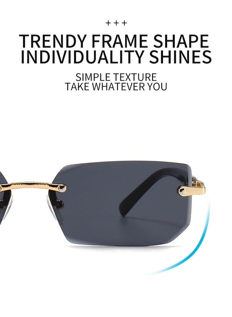 أوليسون نظارات شمسية بدون إطار بتصميم عصري، نظارات شمسية مخصصة، حماية من الأشعة فوق البنفسجية للنساء والرجال - Image 5