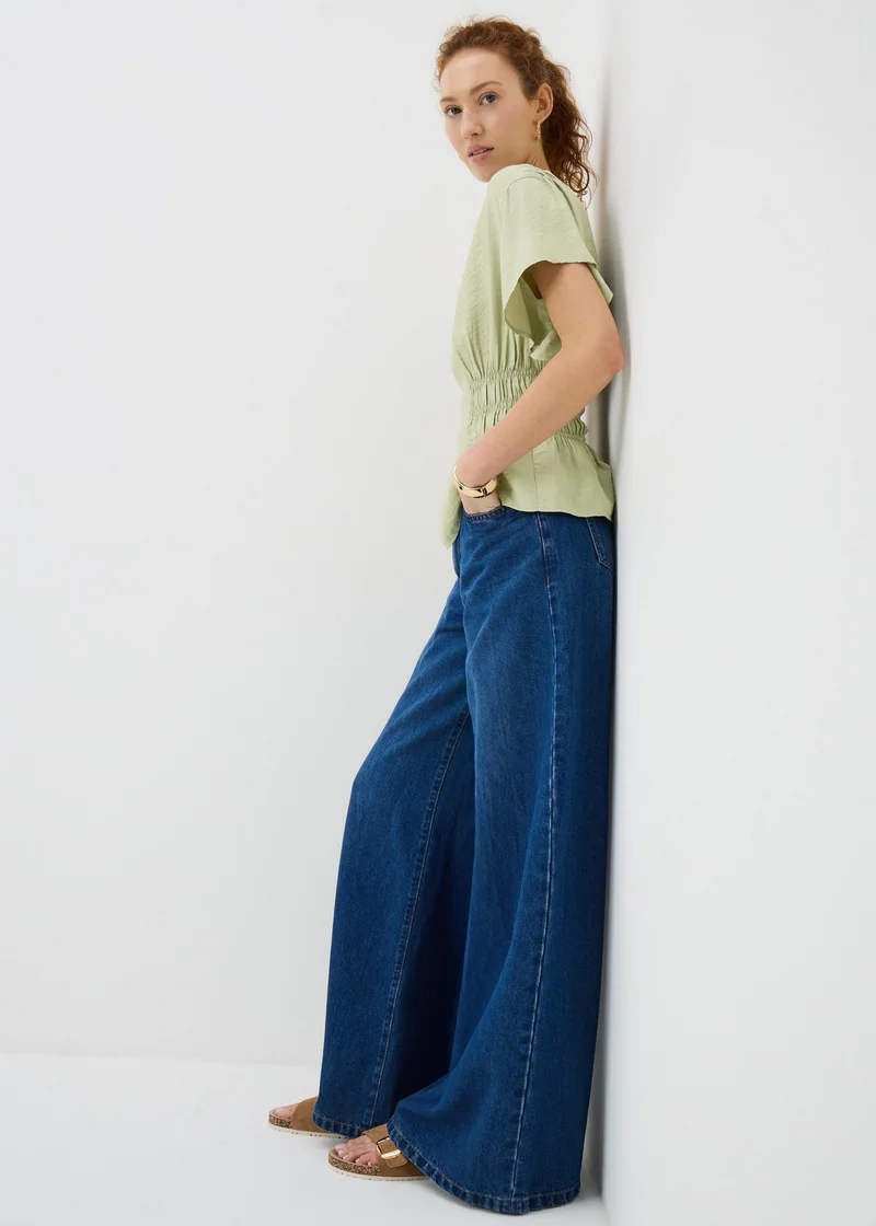 ماتلان Green Cinched Waist Blouse