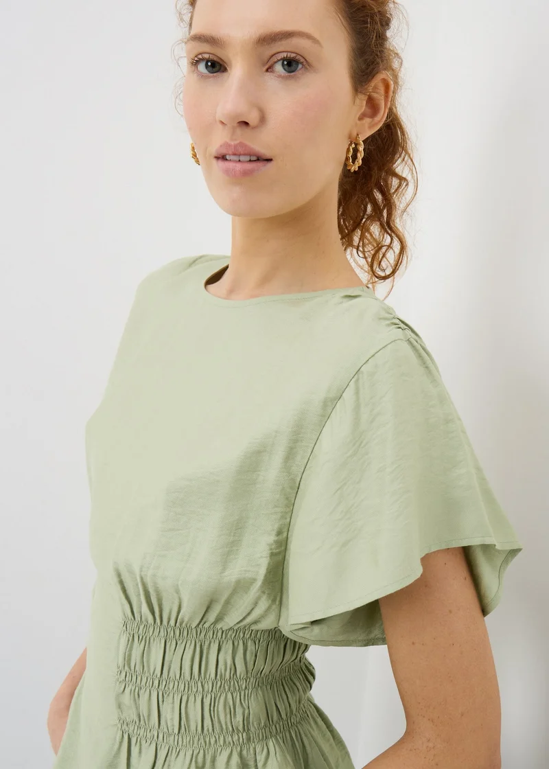 ماتلان Green Cinched Waist Blouse