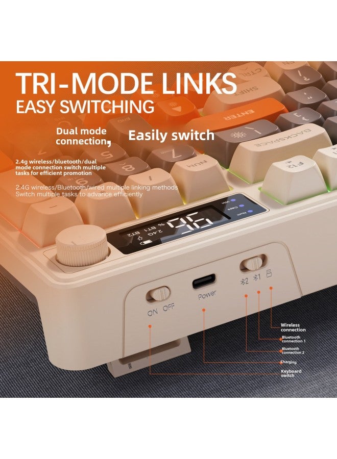 لوحة مفاتيح Free Wolf M96 اللاسلكية بتقنية البلوتوث ثنائية الوضع ذات الملمس الميكانيكي مع غطاء كروي من مادة PBT مع مقبض عرض ولوحة مفاتيح للألعاب - اللون: لوحة مفاتيح Free Wolf M96 اللاسلكية بتقنية البلوتوث ثنائية الوضع متوهجة - Image 3