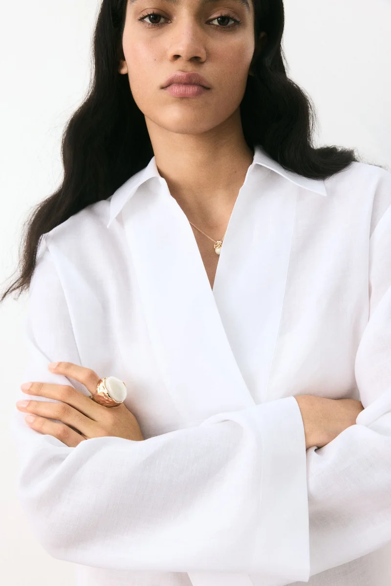 H&M Ramie popover shirt