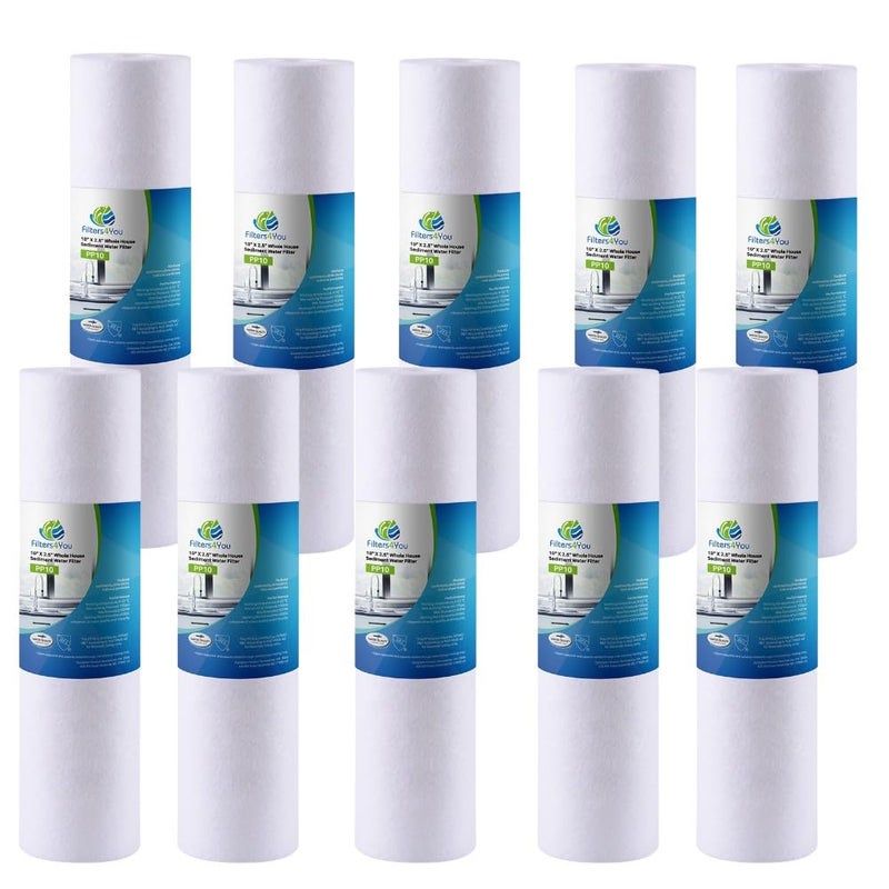 عبوة 10 قطعة من خراطيش فلتر المياه من البولي بروبيلين المتوافقة مع طرازات GE GXWH20S لإزالة الطعم السيء فلتر استبدال كامل للمنزل 5 ميكرون 10 خرطوشة عالمية