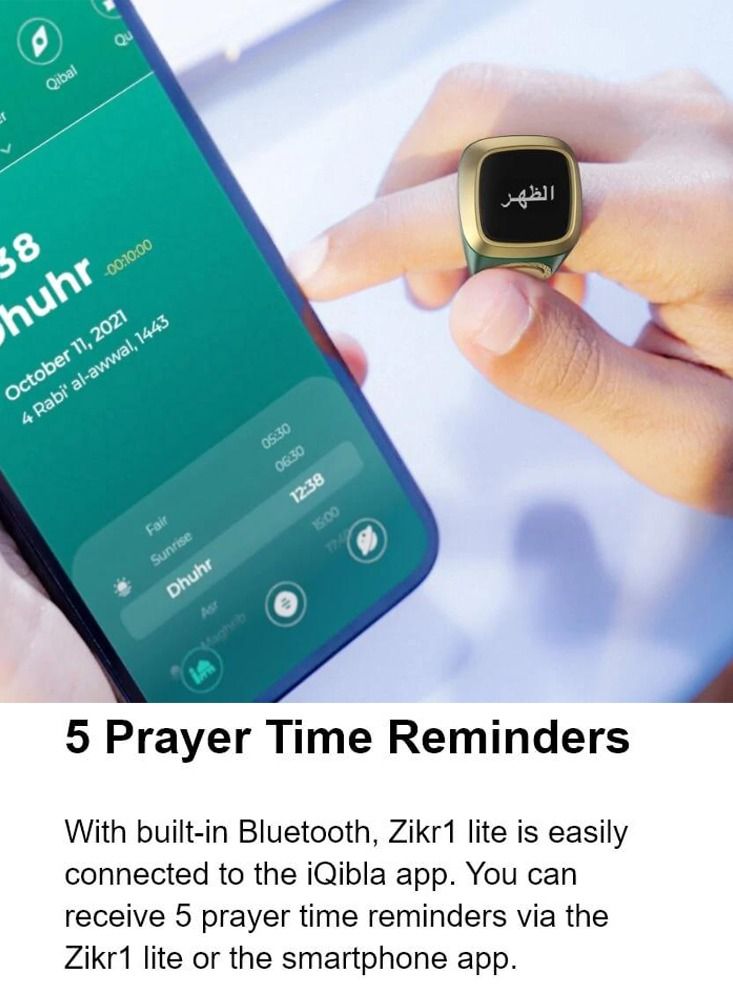 Captaintech Smart Counter IQIBLA Tasbih Zikr Ring with Vibration Reminder - Image 2
