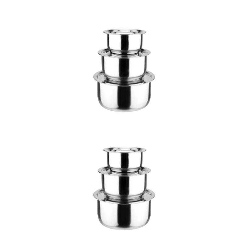 6 Pcs Stainless Steel Large Capacity Soup Bowl Multifunctional Soup Pot Salad Mixing Food Container with Lid ( ) - Image 1