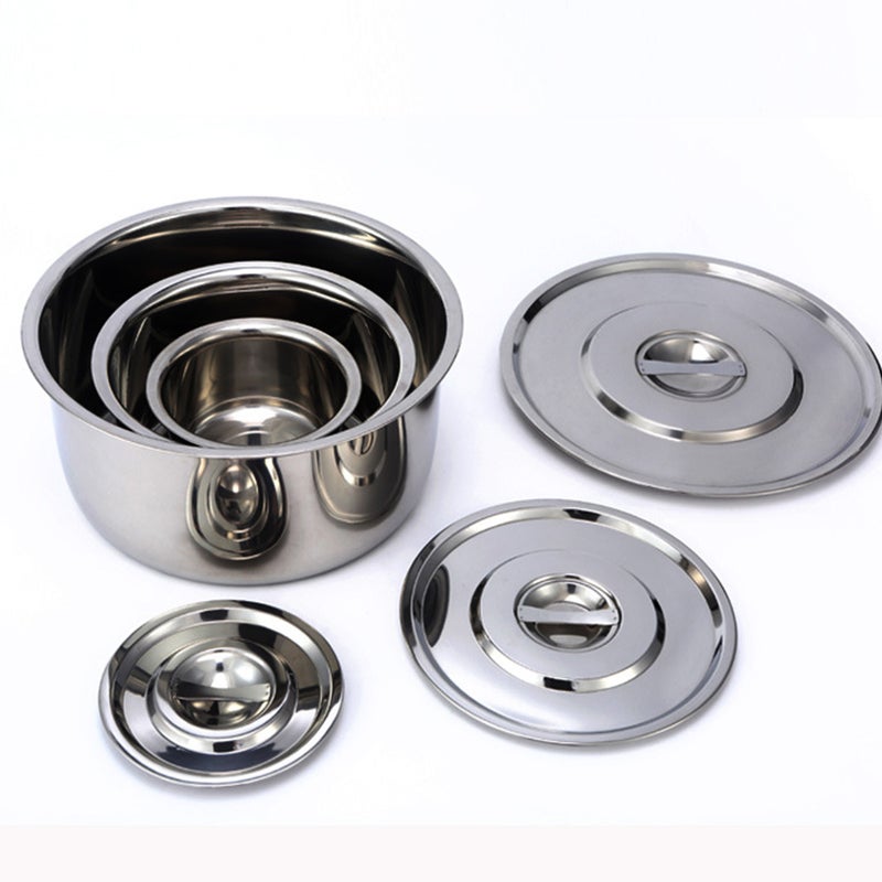 6 Pcs Stainless Steel Large Capacity Soup Bowl Multifunctional Soup Pot Salad Mixing Food Container with Lid ( ) - Image 5