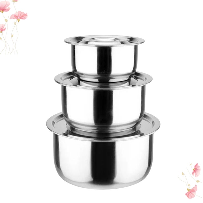 6 Pcs Stainless Steel Large Capacity Soup Bowl Multifunctional Soup Pot Salad Mixing Food Container with Lid ( ) - Image 2