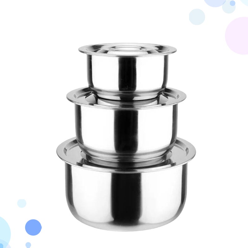 6 Pcs Stainless Steel Large Capacity Soup Bowl Multifunctional Soup Pot Salad Mixing Food Container with Lid ( ) - Image 4