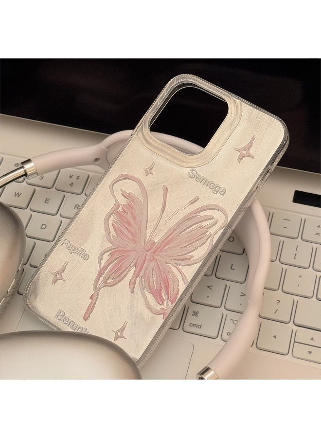 NIBEMINENT Xueding Jinshangirlish Silver Feathered Butterfly Protective TPU Case Cover For iPhone 16 Plus, Silver - Image 2