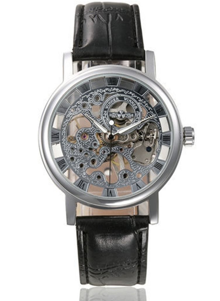 وينر 036 ساعة يد رجالية ميكانيكية يدوية جديدة للرجال مصنوعة من الفولاذ الفاخر بأمتصاص - Image 1