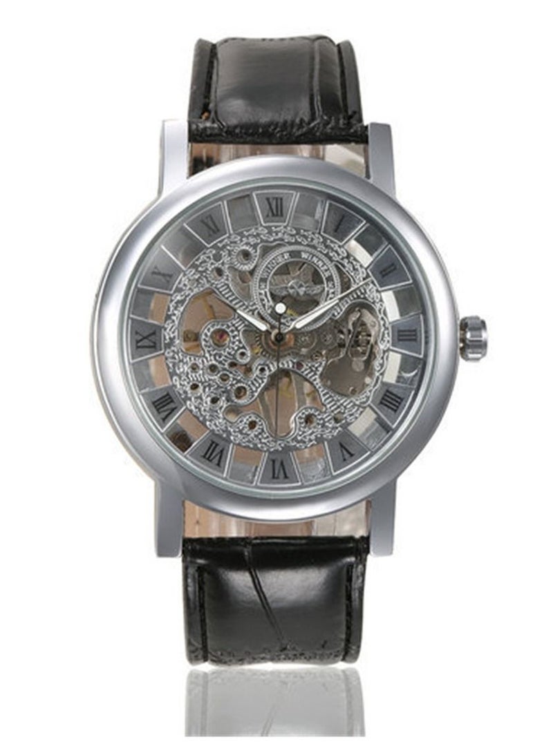 وينر 036 ساعة يد رجالية ميكانيكية يدوية جديدة للرجال مصنوعة من الفولاذ الفاخر بأمتصاص - Image 4