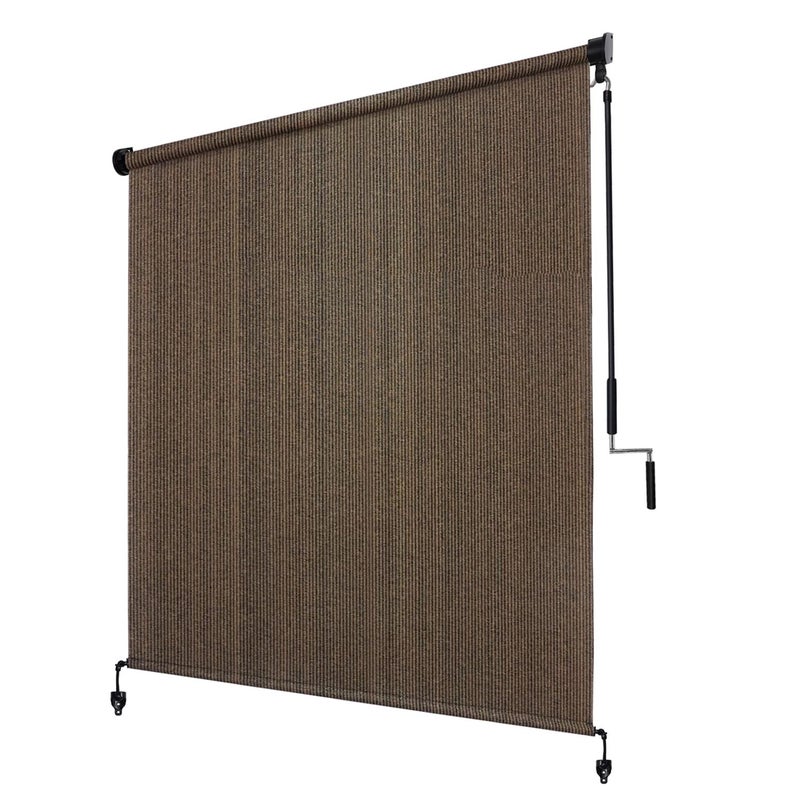 KANAGAWA Outdoor Roller Shade 8'X8' Mocha Exterior Cordless Patio Roll Up Shades for Outside Pergola Porch, Outdoor Blinds for Patio - Image 1