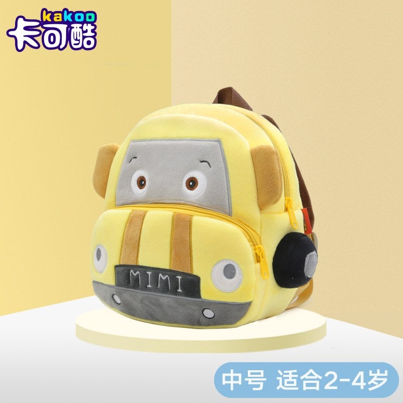 Plush Kids Backpack, Medium Mini Car Vehicle Design, Soft Lightweight School Bag for Toddlers and Preschool Kids - Image 4