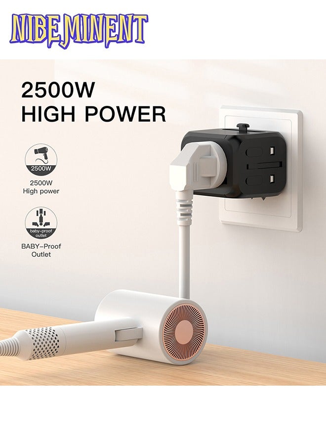 NIBEMINENT Travel Adapter - 2500W Global Voltage Converter with C-Type Plug, Compact & Lightweight Design for US, UK, EU, AU Black- Perfect for Business Trips & Vacations, International Travel Adapter  - Image 4