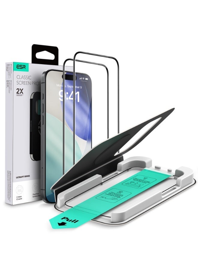 ESR 2 Pack for iPhone 17 Pro Max Screen Protector, Military-Grade Shatterproof, 9H Hardness, Full Coverage Tempered Glass with Ultra Fit Tray clear - Image 2