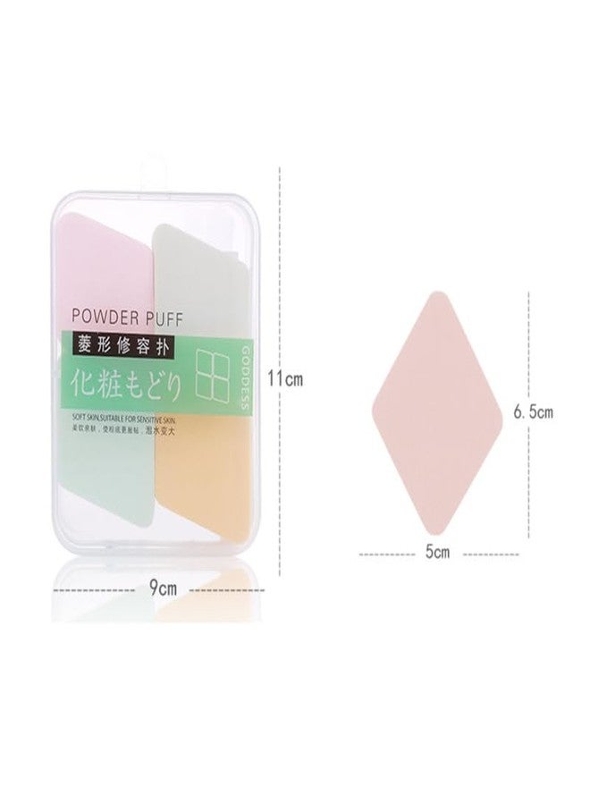 IWOWHERO 4 Pcs Diamond Shape Makeup Powder Puff Wet and Dry Use Facial Makeup Sponge for Liquid Foundation Cream and Loose Powder Soft Cosmetic Applicators - Image 4