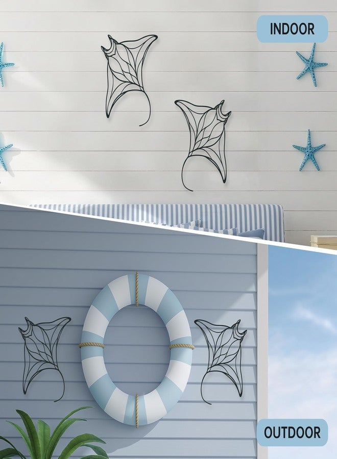 Xedatric Manta Ray Metal Wall Art – Minimalist Ocean Fish Decor, Nautical Stingray Sculpture for Coastal Farmhouse & Beach Themed Rooms – Waterproof Metal Wall Decor (13''x11'') - Image 4