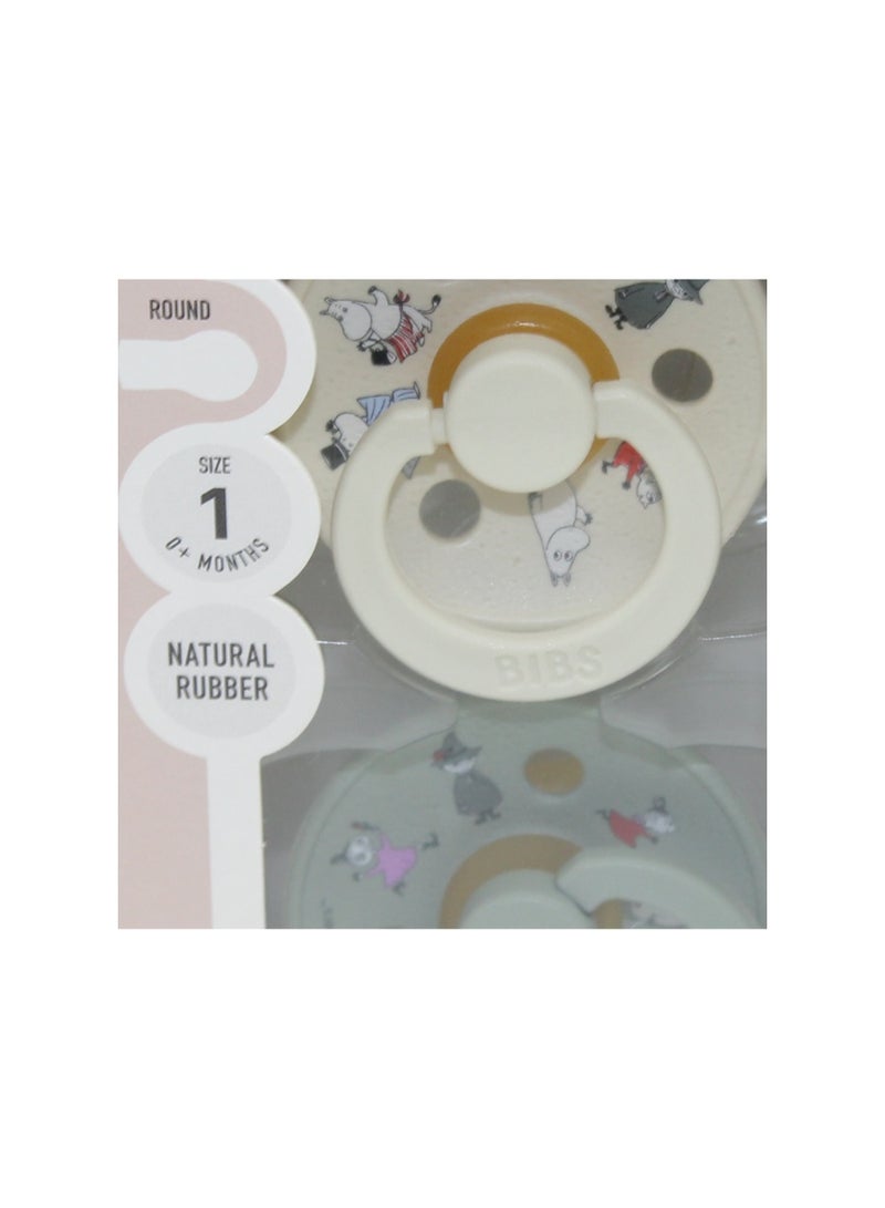 BIBS x Moomin Pacifier Colour 2 Pack – Friends Latex Size 1 Ivory Mix - Image 3