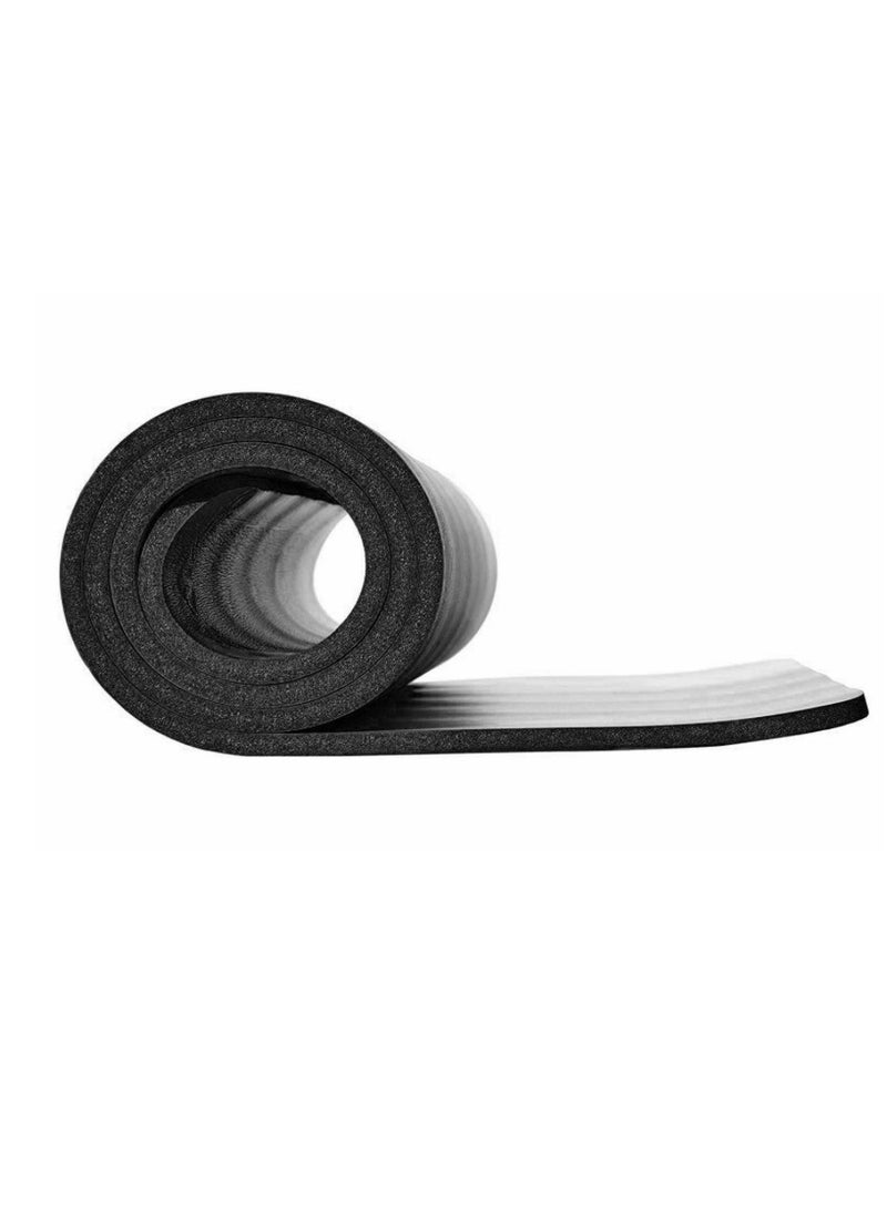NBR Non-slip Yoga Mat 180x60cm 10mm Thick Exercise Mat with Strap for Home Workouts Pilates HiiT Everyday Fitness Black - Image 5