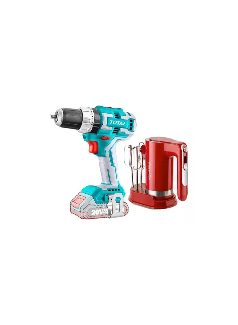 TOTAL Li Ion Cordless Impact Drill 20 V Plus Cordless Hand Mixer Combo Kit TOSLI23062 - Image 2
