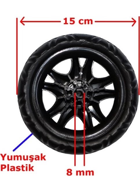 Haktan Market Stroller Wheel Snap-on Baby Stroller Wheel Black 15 cm 2 Pieces PAT0003-4  - Image 2