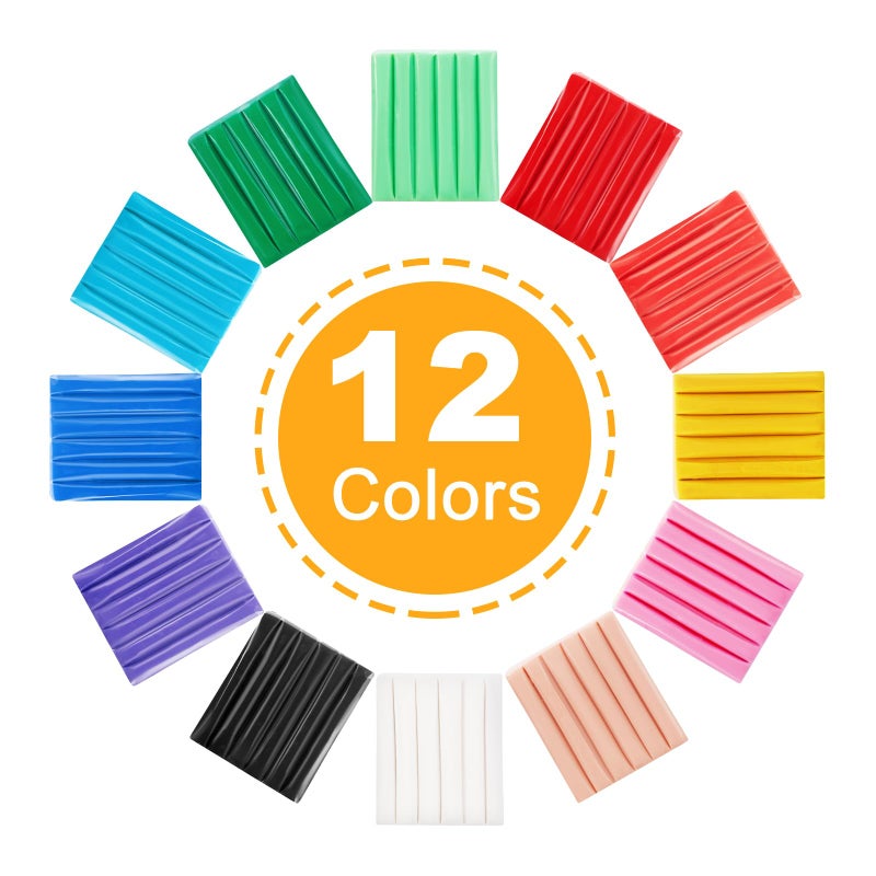 CiaraQ Small Modeling Clay Set 12 Colors Safe  NonToxic Oven Bake Polymer Clay Starter Kit for KidsBeginners