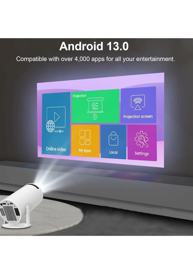 Mini Smart Projector 4K Ultra HD with Wi-Fi 6 & Bluetooth 5.0, Android 13.0, 280 ANSI Lumens – LCD Portable Projector for Home Theater, Gaming, Movies, Office – Supports TV Stick, HDMI, USB, TF Card  - Image 5