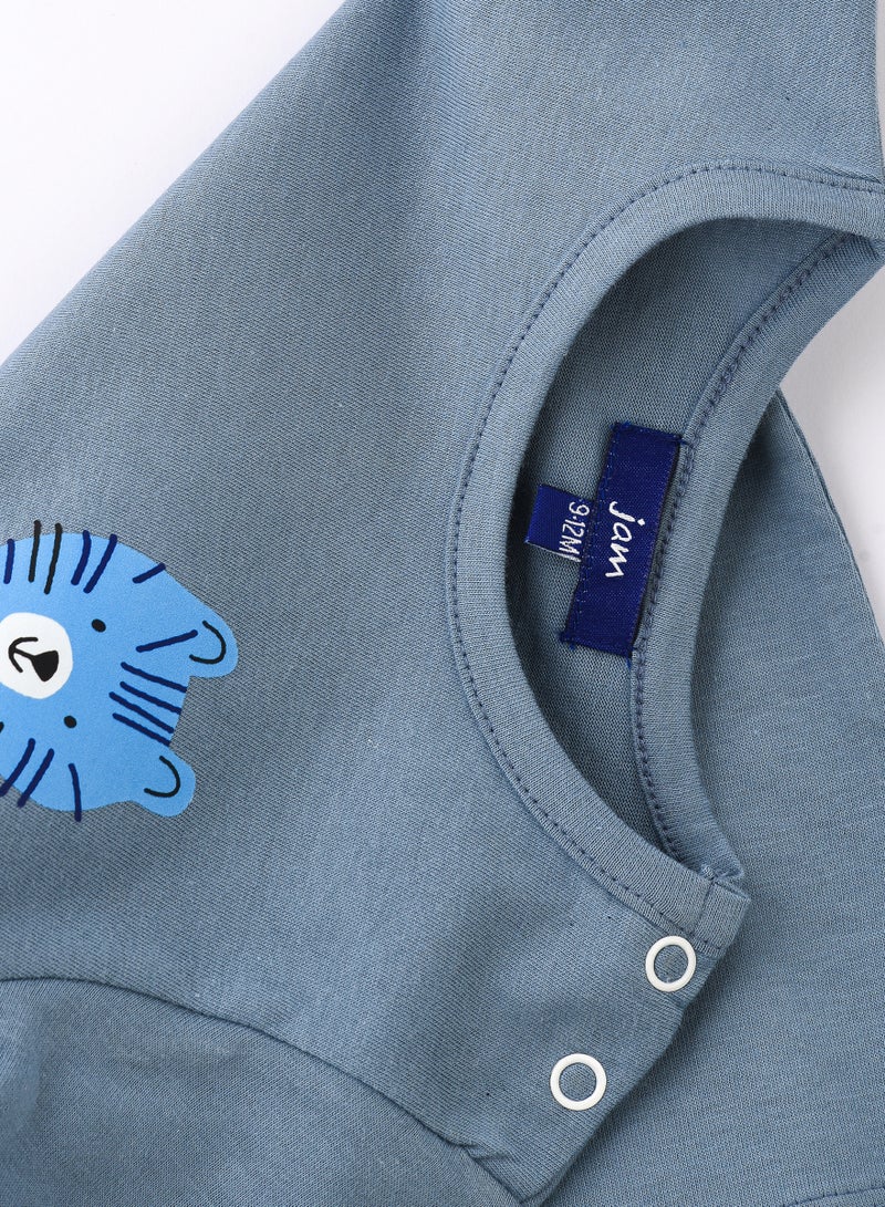 JAM Adventurous Tiger Pattern Graphic Cotton T-Shirt for Boys - Grey - Image 4