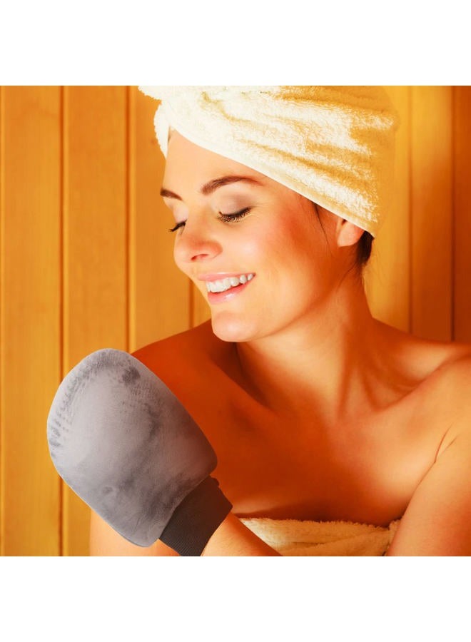 BOAO 5 Pieces Self Tanning Mitt Applicator Kit, Includes Tanning Mitt, Exfoliating Glove, Mini Face Glove, Back Lotion Applicator, and Large Brush Makeup(Gray)  - Image 5
