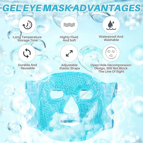 SHOPOGENIX PVC Cool Gel Full Face Mask - Summer Ice Cooling Sleeping Mask & Eye Patches - Remove Dark Circles & Fatigue - Green (1Pcs) - Image 2