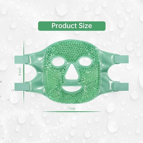 SHOPOGENIX PVC Cool Gel Full Face Mask - Summer Ice Cooling Sleeping Mask & Eye Patches - Remove Dark Circles & Fatigue - Green (1Pcs) - Image 5