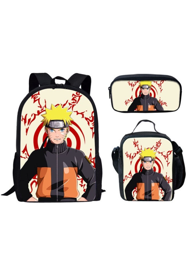 ناروتو على ظهره مقلمة حقيبة ثلاثة قطعة دعوى الرجال والنساء الترفيه الرياضة حقيبة السفر طالب حقيبة المدرسة - Image 1