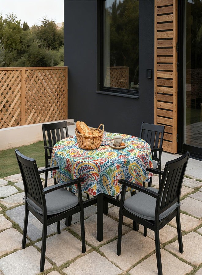 LVTXIII Outdoor/Indoor Round Tablecloth, Patio Stain Resistant Table Covers with Umbrella Hole Picnic Table Cloth with Zipper for Patio Garden Buffet Table Decoration, 60", Round, Paisley Multi - Image 4